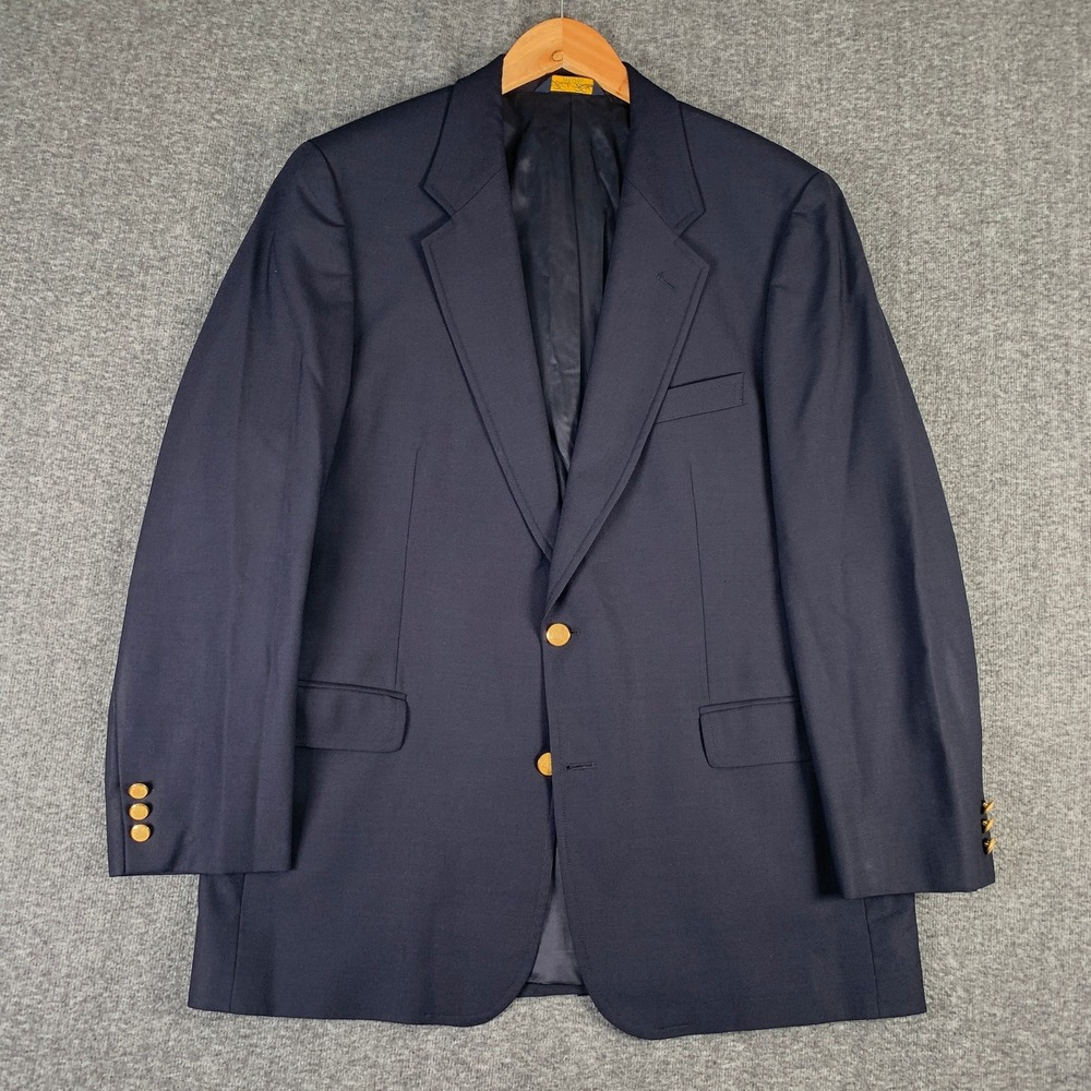 Brooks Brothers Gold Button Blazer Jacket Men 42R Navy Preppy Ivy League Vintage